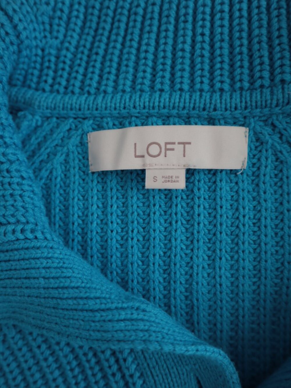 LOFT Ribbed Collared 1/4 Button Front Sweater | S - Picture 2 of 7